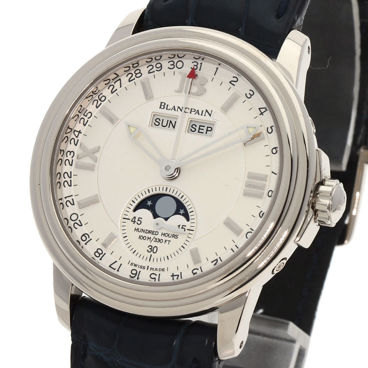 Blancpain Blancpain 3536.1542A.53re man Triple календарь производитель Complete наручные часы K18 белое золото кожа мужской б/у 