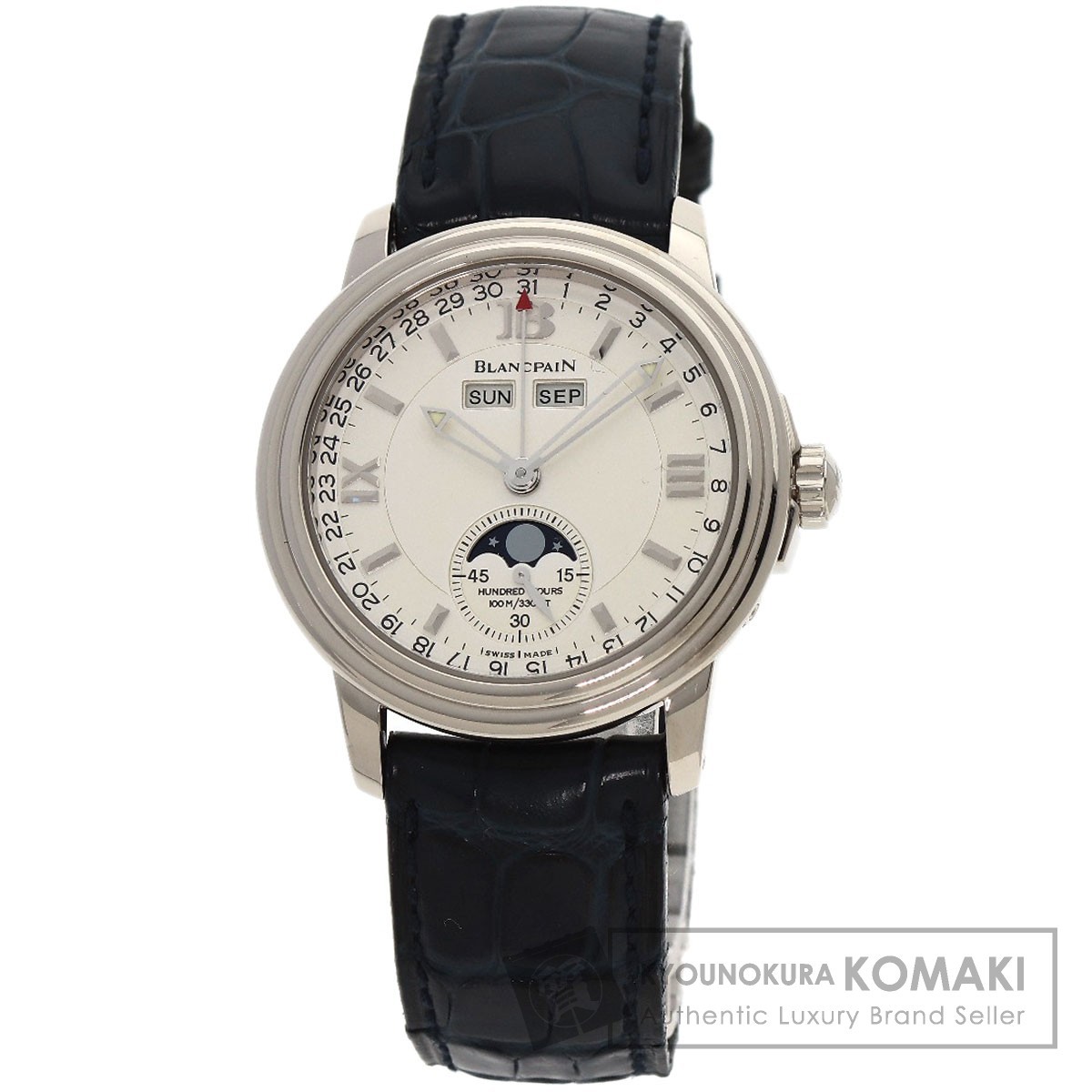 Blancpain Blancpain 3536.1542A.53re man Triple календарь производитель Complete наручные часы K18 белое золото кожа мужской б/у 