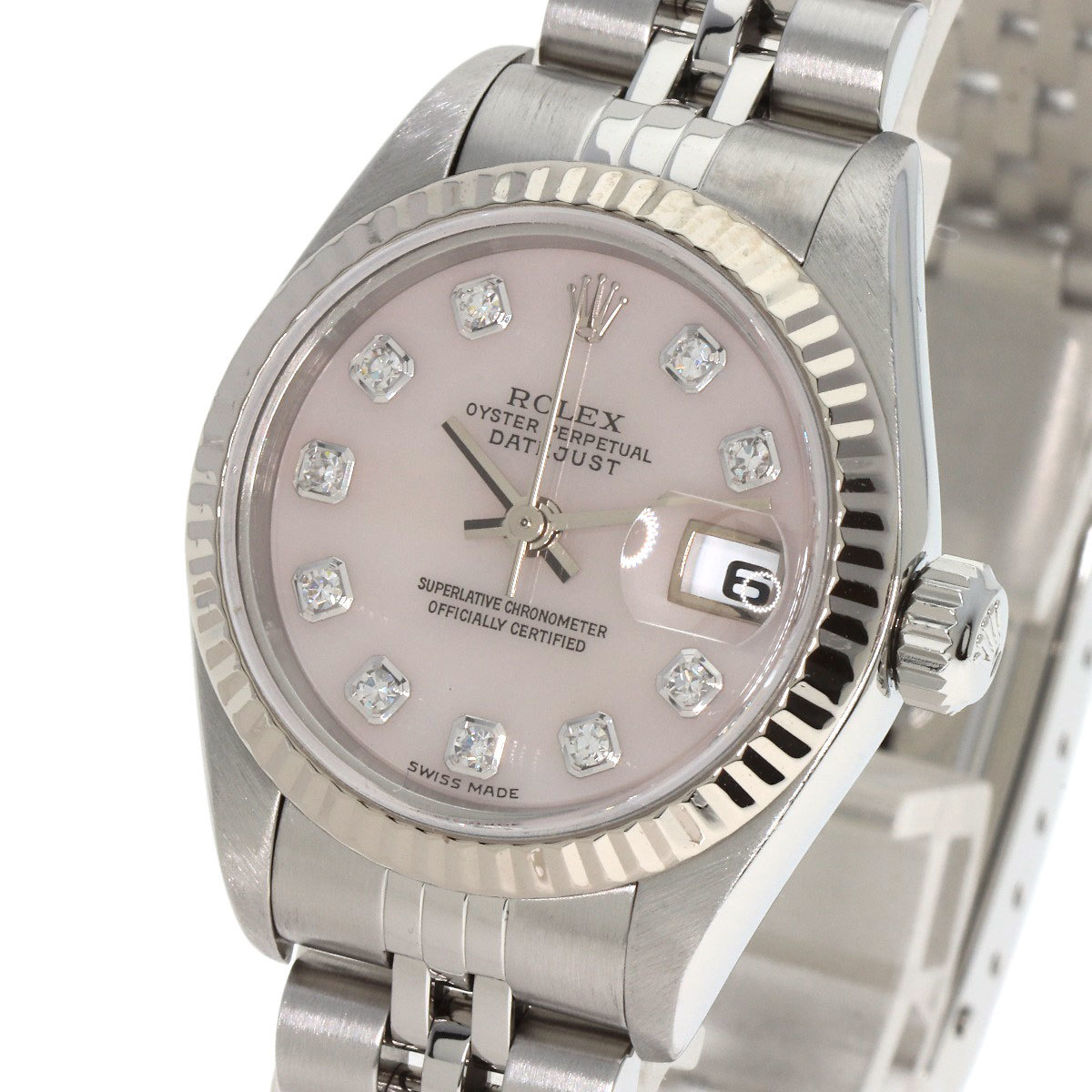 ROLEX ロレックス 79174NG デイトジャスト 10P ダイヤモンド 腕時計 ステンレススチール SS K18WG レディース 中古_画像3