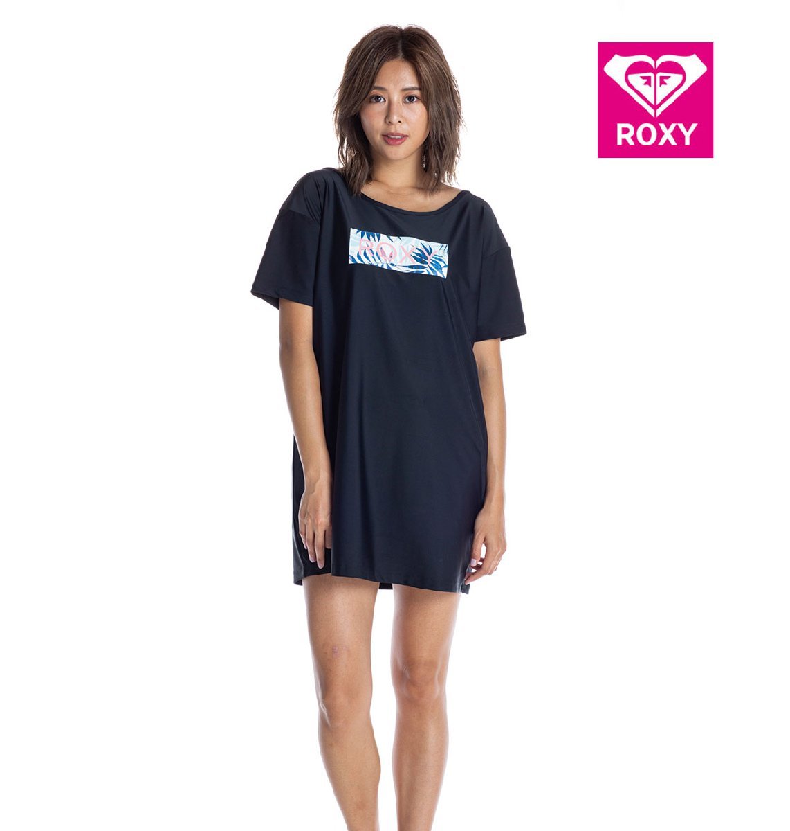 送料無料■10%OFF■ROXY ロキシー ラッシュ ロングTシャツ UVカット LEAF WAVE ROXY TEE RLY202013_BLK_L レディース_画像1