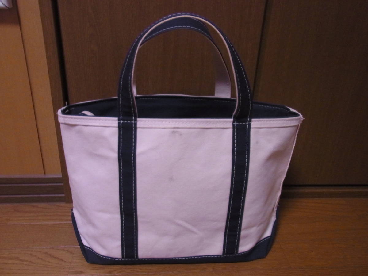 310-53/USA製/米国製/L.L.Bean/LLビーン/BOAT AND TOTE ZIP-TOP/ジップ付き/キャンバストートバッグ/生成り×ネイビー/41cm×27cm×15cm_画像2