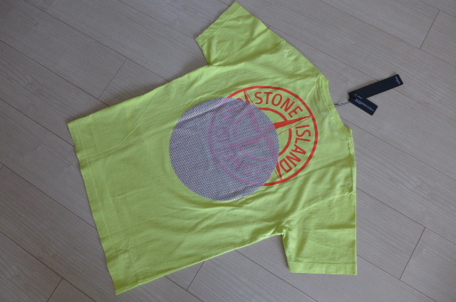 新品 送料無料 即決 国内正規品 ストーンアイランド STONE ISLAND バックサークルロゴ Tシャツ クルーネック イエロー サイズS_画像1