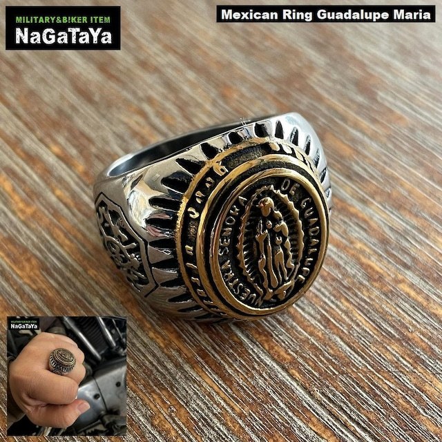 MEXICAN RING メキシカンリング グアダルーペ マリア ステンレススチール素材 17号 指輪 BIKER_画像1