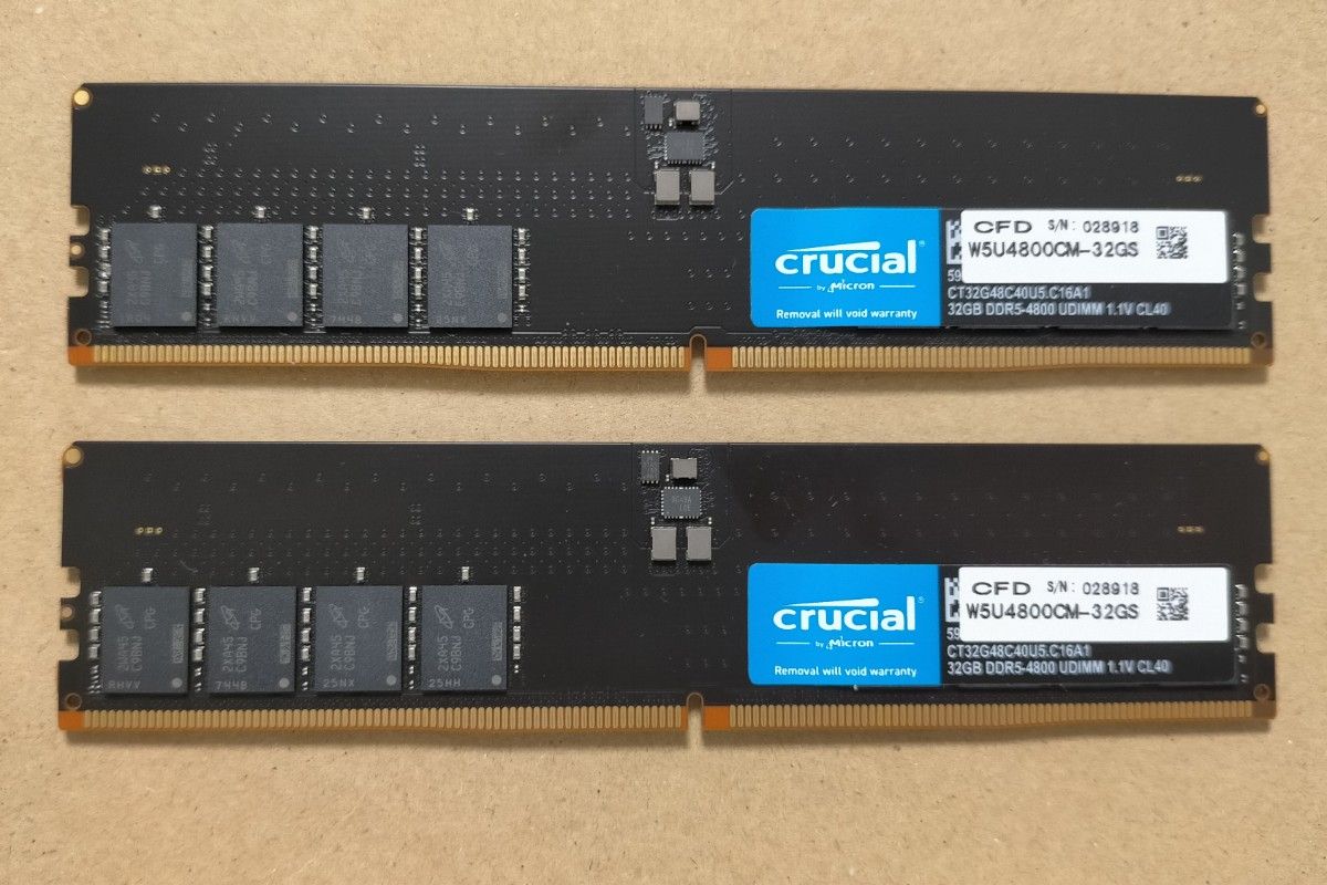 Crucial DDR5 4800MHz 32GBx2 計64GB デスクトップPCメモリー