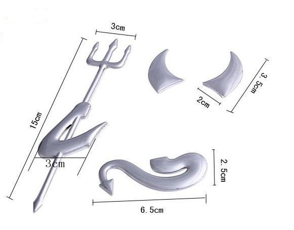エンブレムステッカー 小悪魔 シルバー 3D立体 メタル風 ドレスアップ いたずら 改造 デザイン 即納_画像6