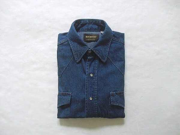 Sears Roebucks Western Denim Shirts（1970s）シアーズ　ローバック　デニムシャツ　Made in U.S.A　インディゴ　M　ヴィンテージ　黒タグ_画像1