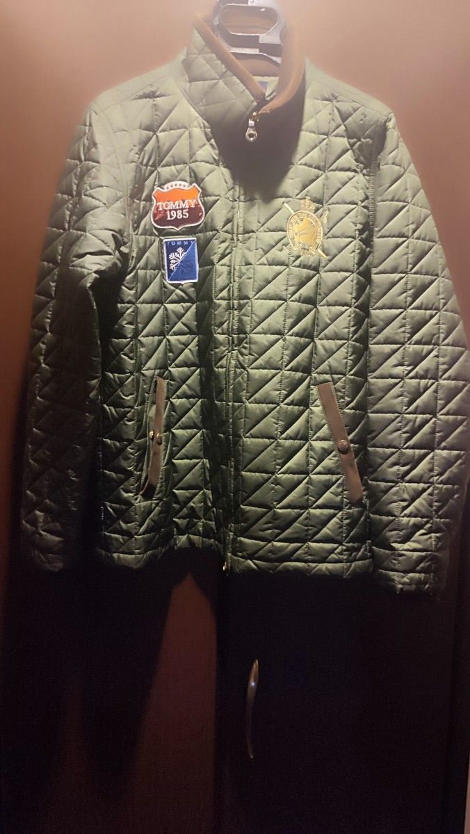 オシャレ トミーヒルフィガー オリーブ 格子柄 キルト フラッグ ジャケット TOMMY HILFIGER アウター