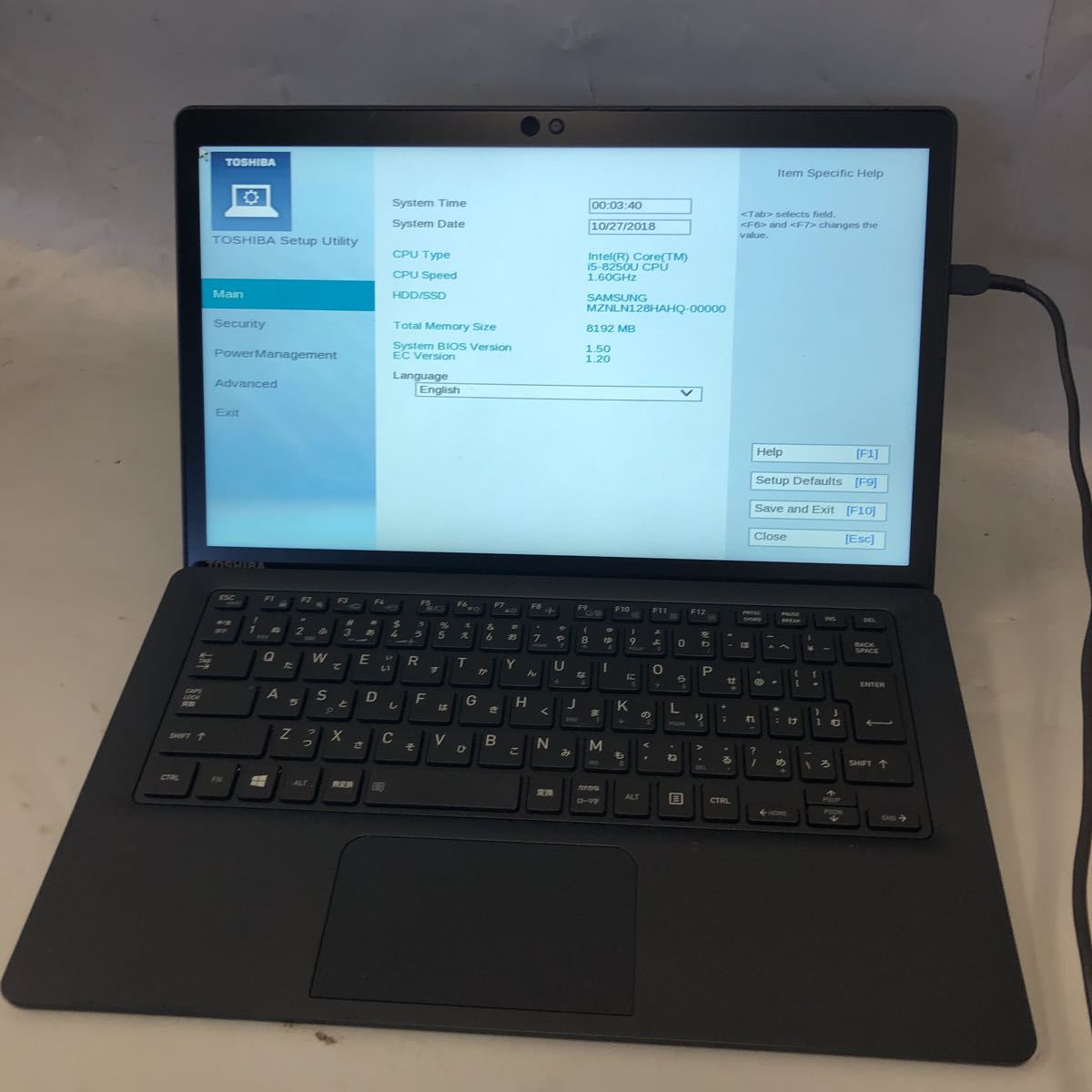 JXJK3905【ジャンク】TOSHIBA dynabook D83/J /Intel Core i5-8250U 1.60GHz/ メモリ:8GB /SSD:128GB /動作未確認/BIOS確認済_画像1