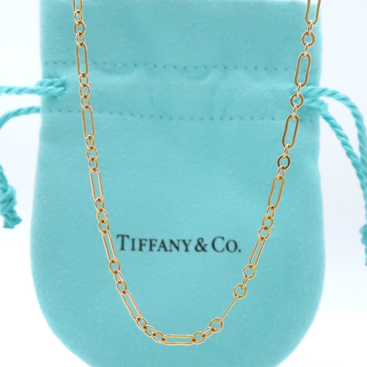 【送料無料】 未使用 Tiffany&Co. ティファニー ローズ ゴールド エリプス リンク ネックレス 750 K18 ピンク 41cm OS35