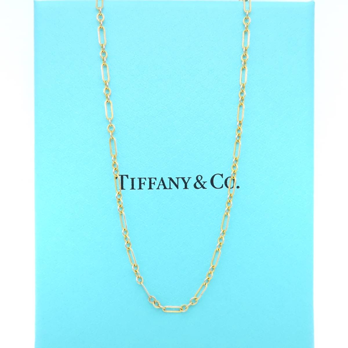 【送料無料】 未使用 Tiffany&Co. ティファニー ゴールド エリプス リンク ネックレス 750 K18 41cm OS10
