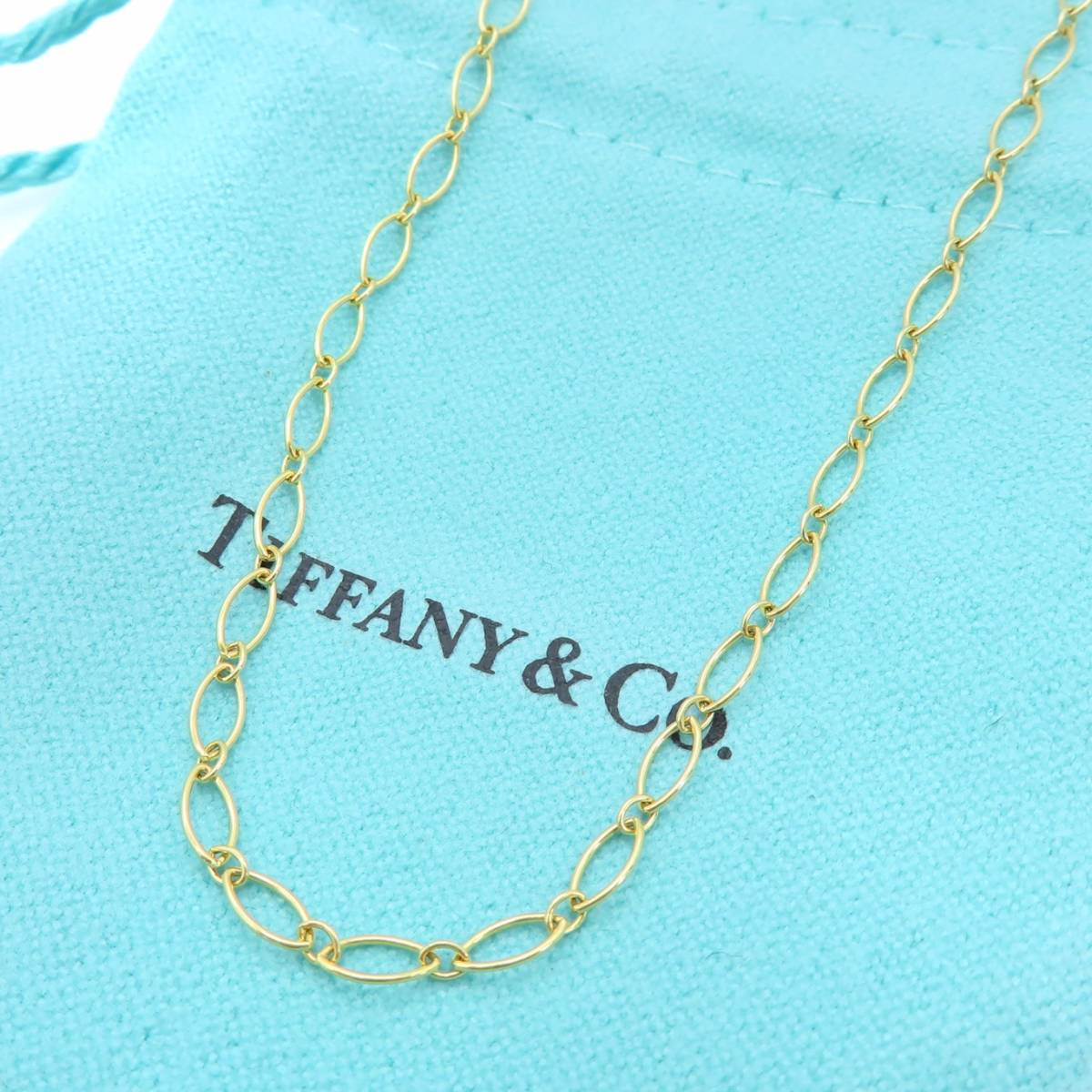 【送料無料】 未使用 Tiffany&Co. ティファニー イエロー ゴールド エリプス リンク ネックレス 750 K18 40cm オーバル SH63