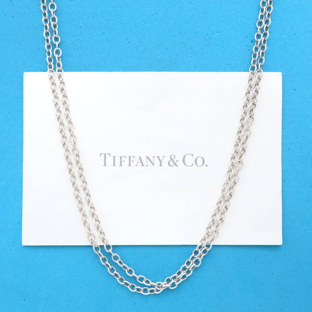 希少 美品 Tiffany&Co ティファニー ダブル チェーン ロング シルバー