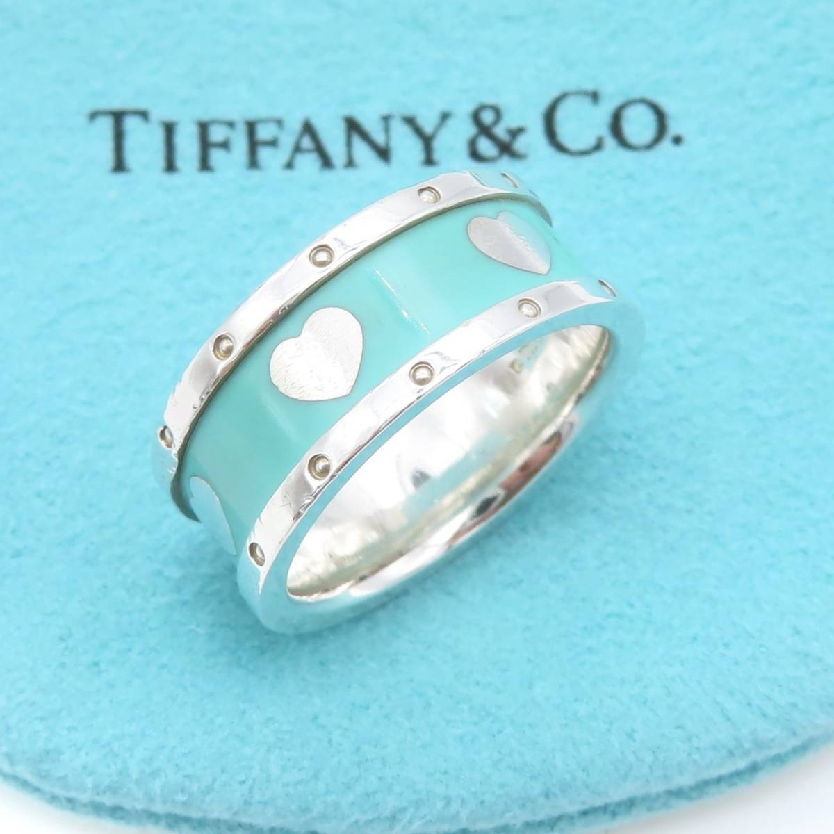 【送料無料】 極希少 美品 Tiffany&Co. ティファニー ブルー ラブ ハート シルバー リング 12号 指輪 AG925 SV OS75
