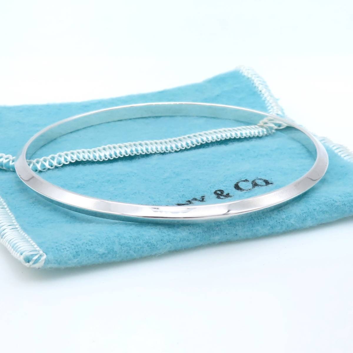 【送料無料】 希少 美品 Tiffany&Co. ヴィンテージ ティファニー ナイフ エッジ シルバー バングル STERLING ブレスレット シンプル OS87_画像3