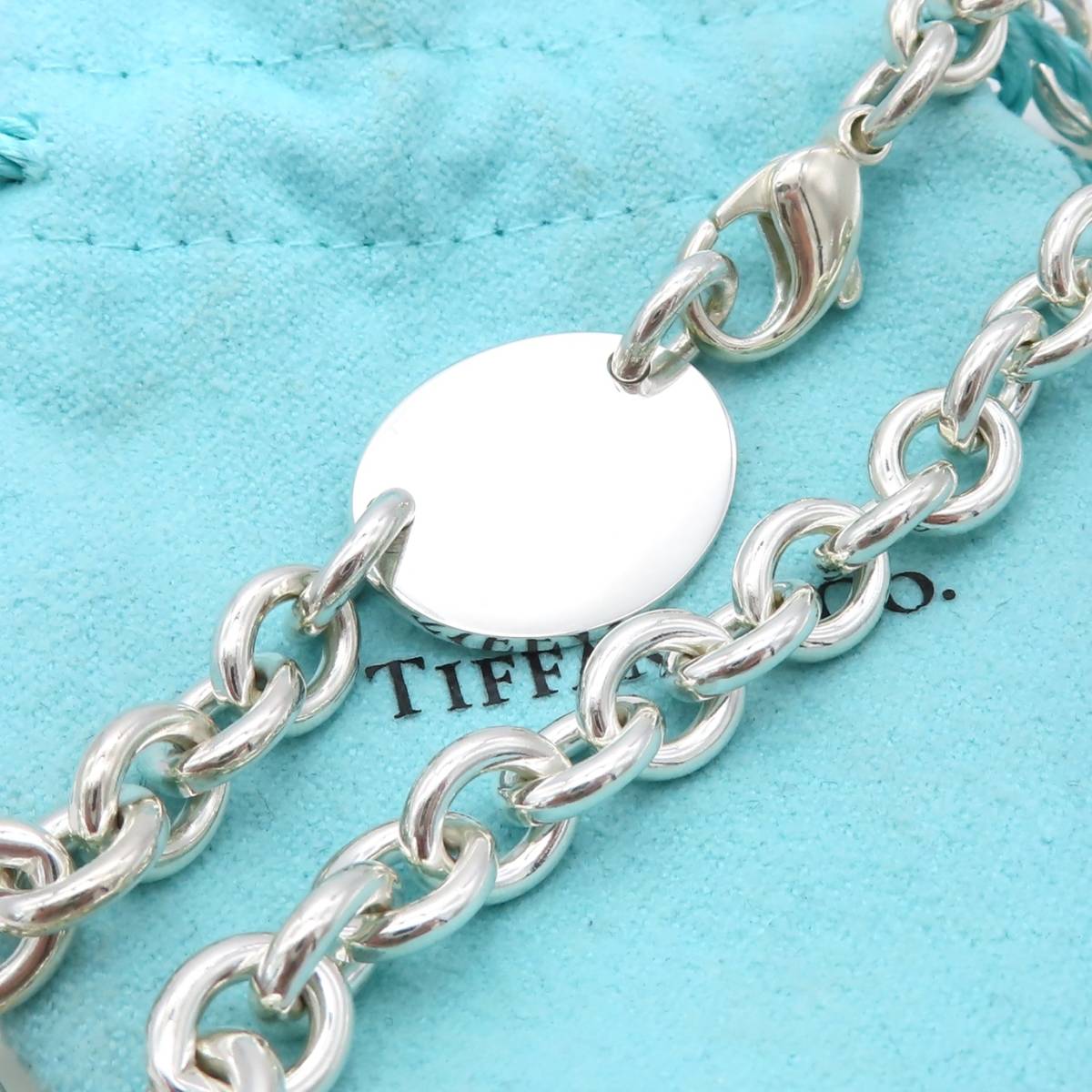 【送料無料】 美品 Tiffany&Co. ティファニー リターントゥ オーバル タグ シルバー ネックレス SV925 ドーナツ チェーン OS90