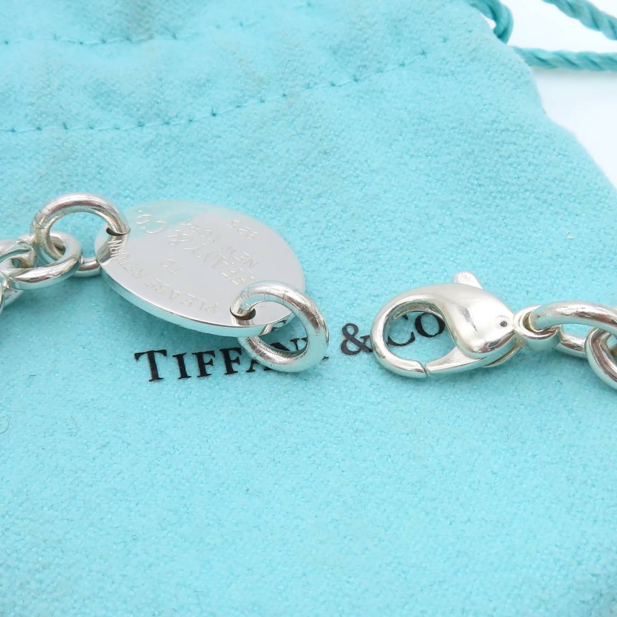 【送料無料】 美品 Tiffany&Co. ティファニー リターントゥ オーバル タグ シルバー ネックレス SV925 ドーナツ チェーン OS90