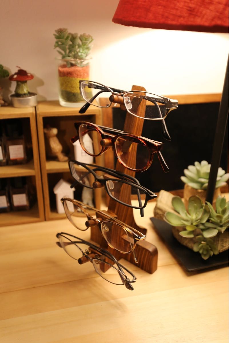 メガネ ラック スタンド 置き ホルダー 木製 アンティーク風 ビンテージ 眼鏡 サングラス 収納 ケース 47teak