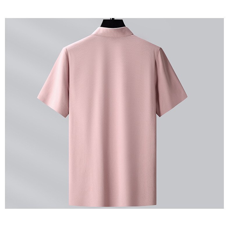 L ピンク 父の日 ワイシャツ メンズ 半袖 ドレスシャツ シルクシャツ 形態安定 ストレッチ 滑らかい 柔らかい 上質_画像3