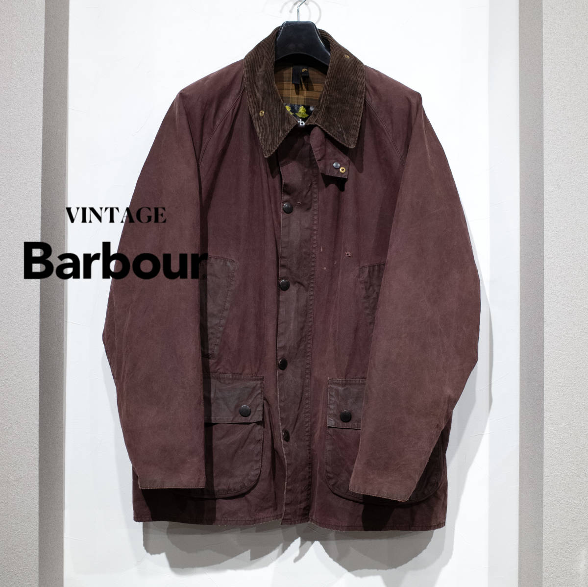 C46 XL相当 / 90’s 英国製 Vintage Barbour BEDALE オールド バブアー ビデイル オイルド ワックス ジャケット 3ワラント ブラウン 赤茶_画像1