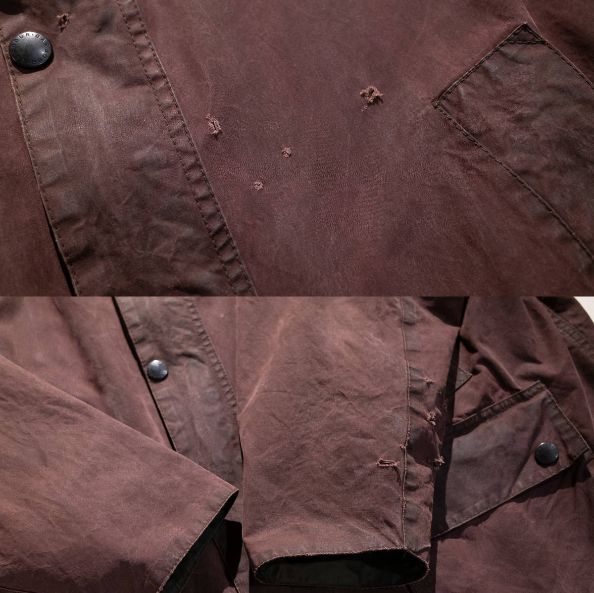 C46 XL相当 / 90’s 英国製 Vintage Barbour BEDALE オールド バブアー ビデイル オイルド ワックス ジャケット 3ワラント ブラウン 赤茶_画像7