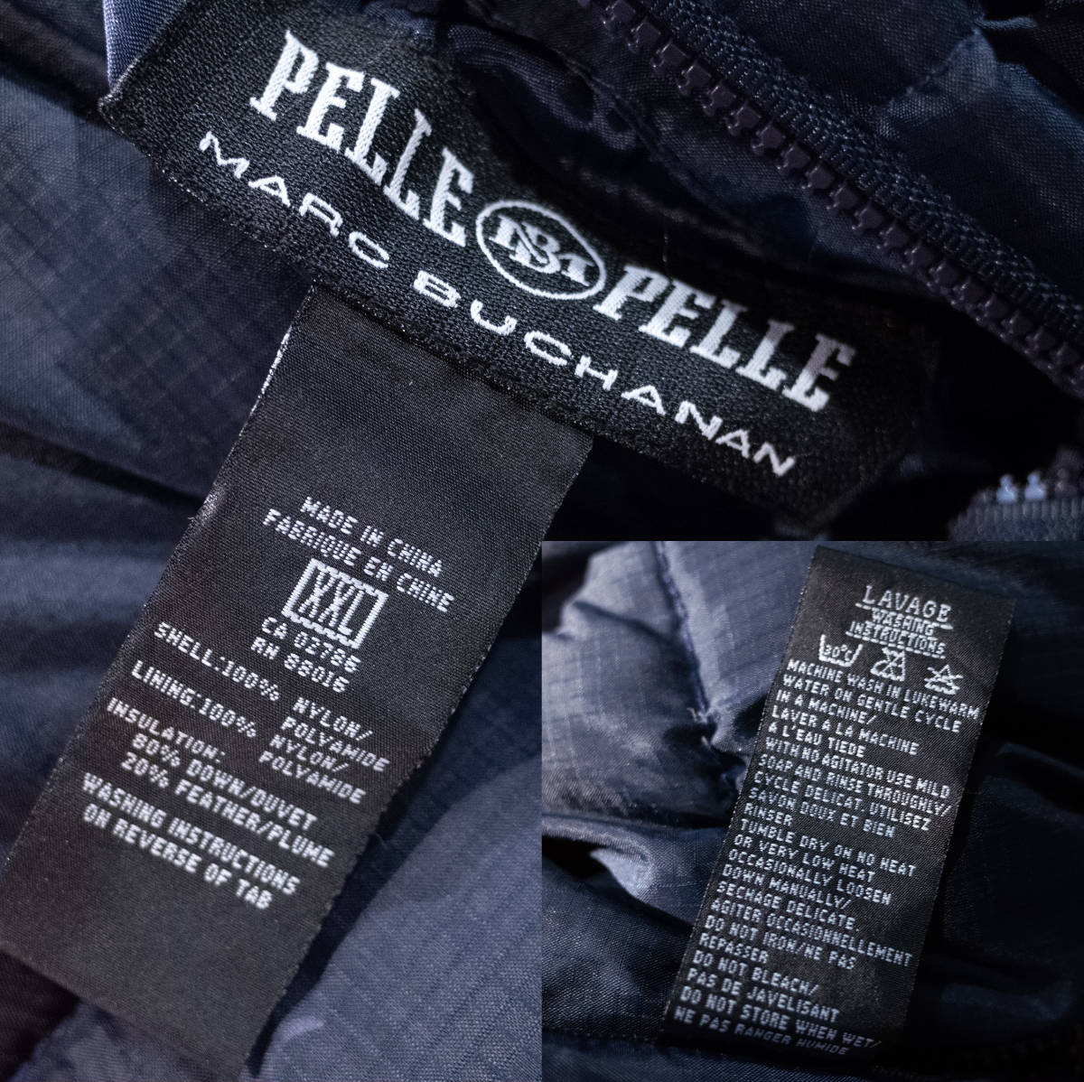 XXL / 90’s 00’s pelle pelle マークブキャナン ペレペレ レーシング ワッペン リバーシブル ダウン ジャケット Y2K ネイビー オレンジ_画像8