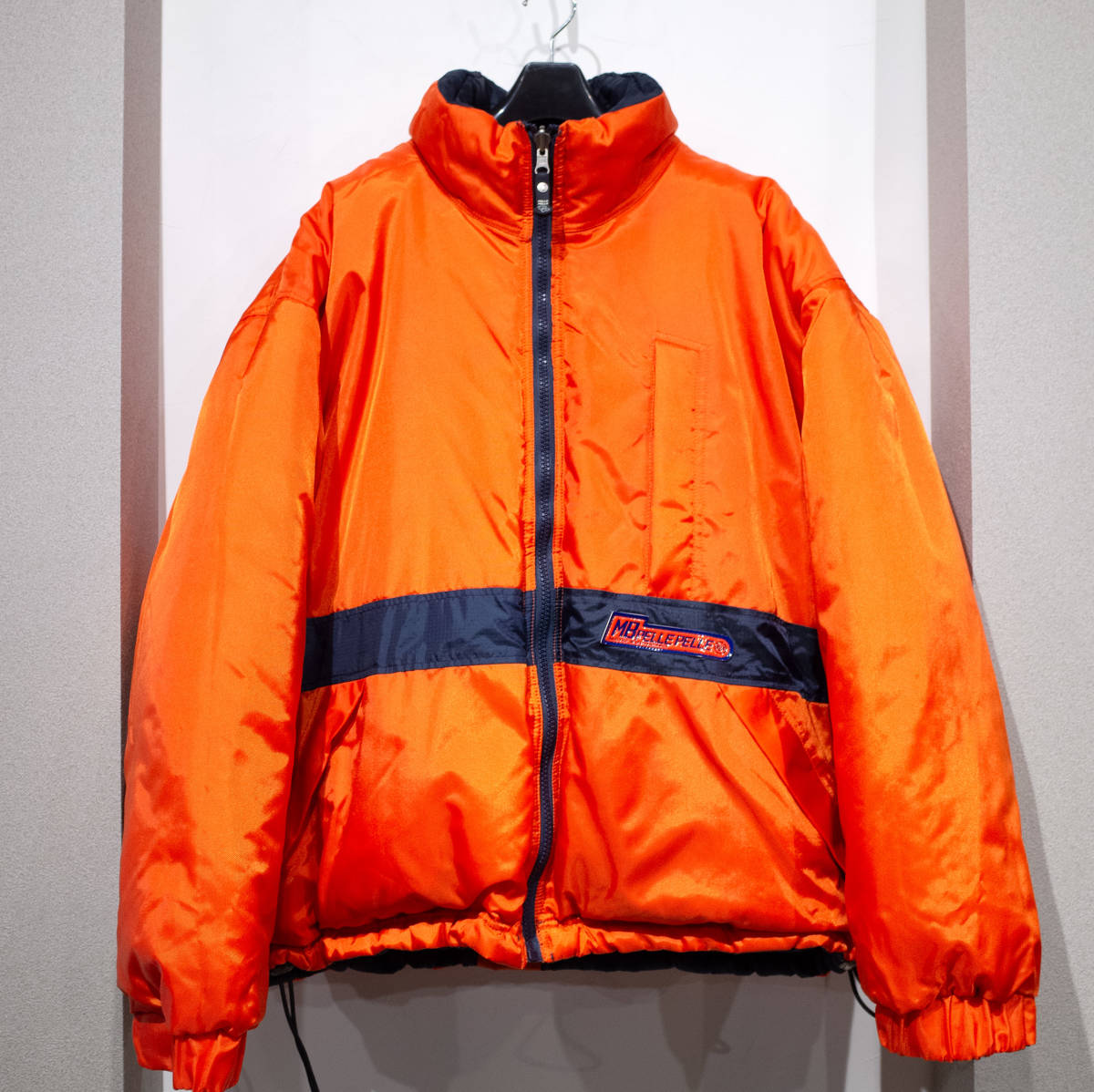 XXL / 90’s 00’s pelle pelle マークブキャナン ペレペレ レーシング ワッペン リバーシブル ダウン ジャケット Y2K ネイビー オレンジ_画像5