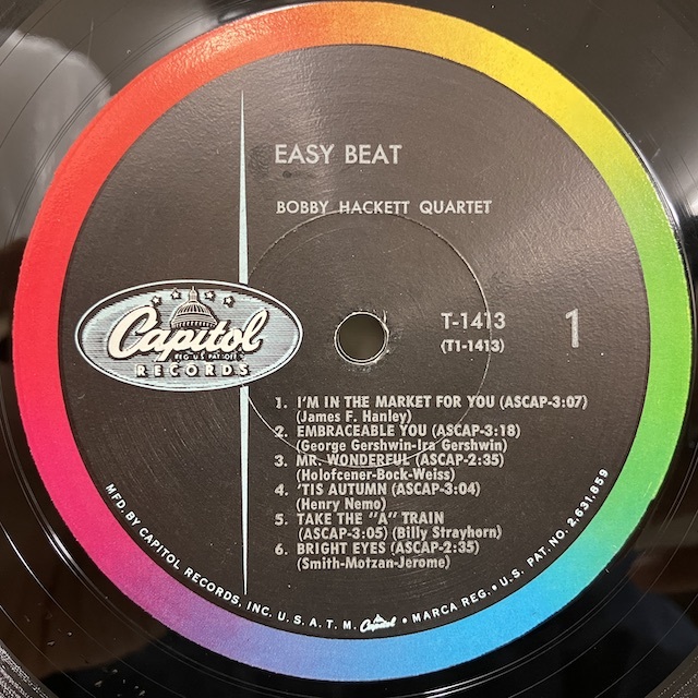 ●即決LP Bobby Hackett / Easy Beat t1413 j38489 米盤、黒虹艶左ロゴMono ボビー・ハケット_画像2