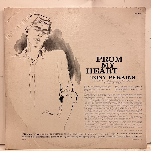 ●即決VOCAL LP Tony Perkins / From My Heart LSP1679 jv5399 米オリジナル、Dg Stereo_画像4