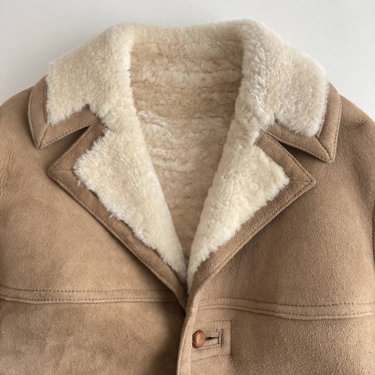 【希少】ゴールデンベア ボア ムートンコート ジャケット レザーコート USA製 90s 本革 GOLDEN BEAR sheepskin coat mouton_画像3