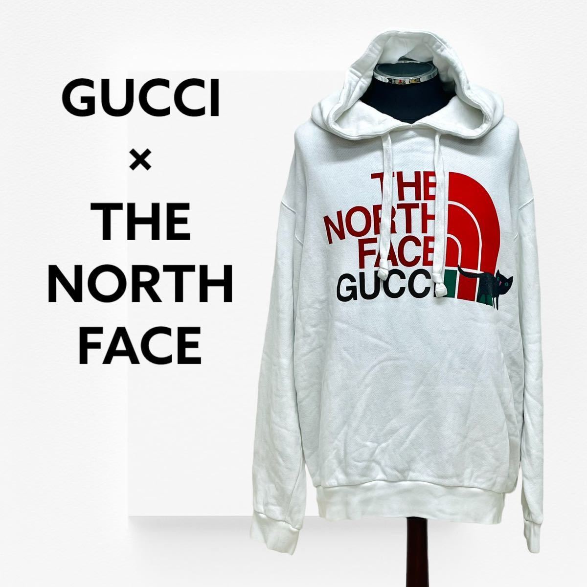 高級 GUCCI × THE NORTH FACE グッチ ノースフェイス コラボ ロゴプリント キャット 猫 プルオーバー パーカー メンズ  615061 XJDTD