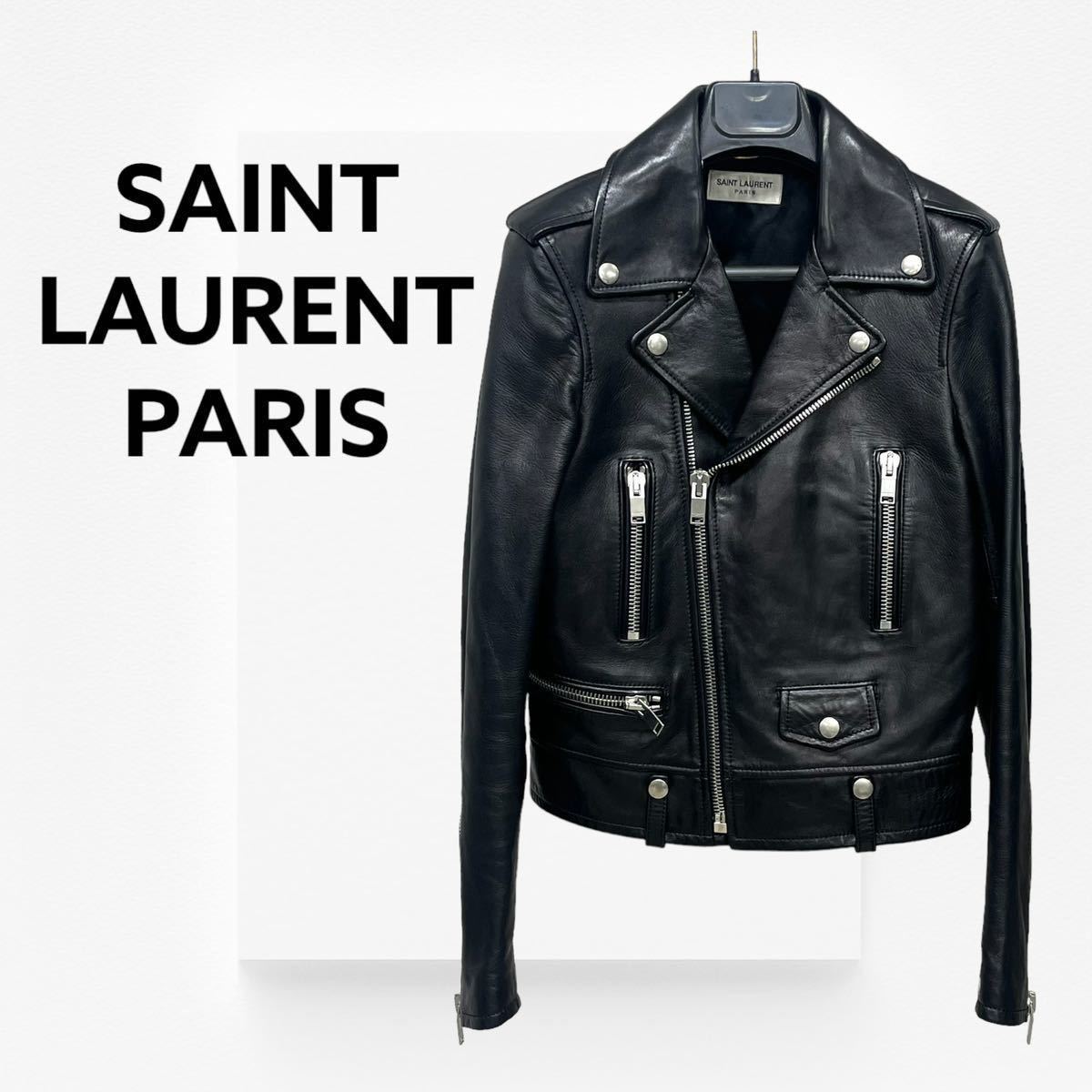 SAINT LAURENT PARIS サンローラン パリ 15AW L01 羊革 クラシックモーターサイクル ダブルライダースジャケット レディース  397287 Y5YA2