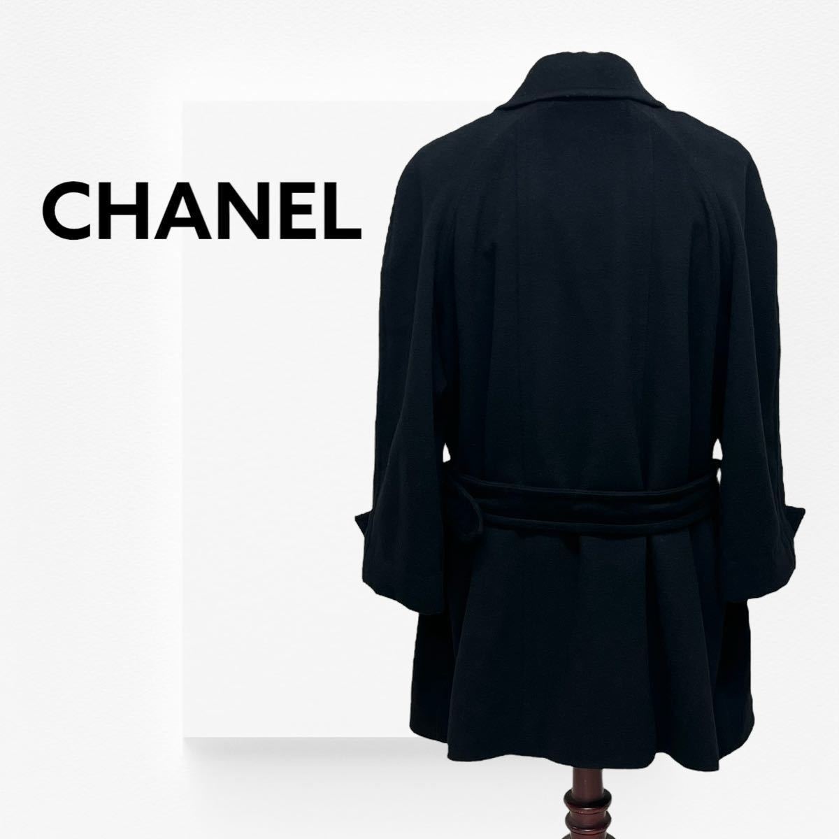 高級 CHANEL シャネル 97A P09302W02368 ヴィンテージ オールド COCO ココボタン ウール コート レディース