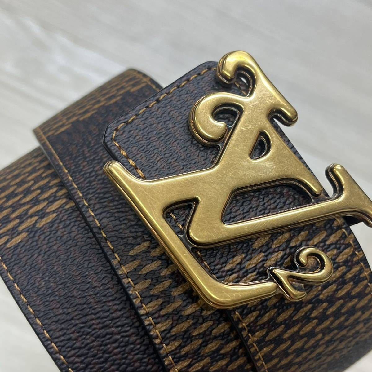 高級 LOUIS VUITTON ルイヴィトン NIGO LV サンチュール・LVスクエアード ダミエ・ジャイアント キャンバス リバーシブル ベルト MP254