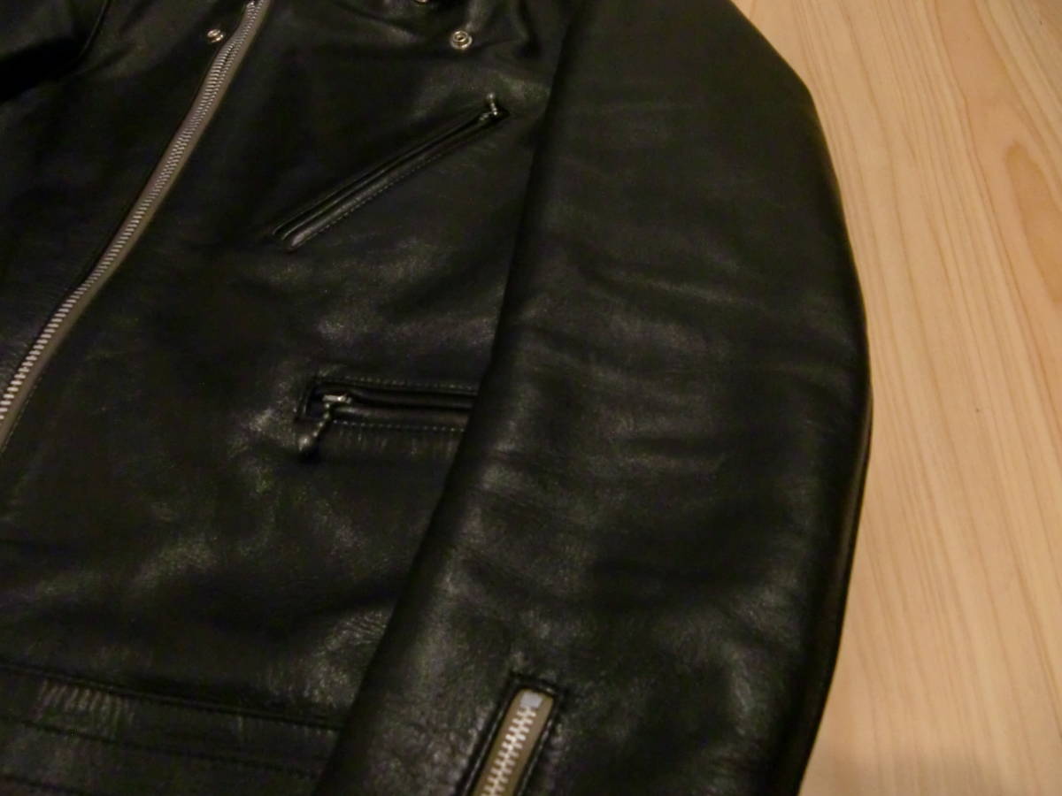 ADDICT CLOTHES アディクトクローズ　AD-03 BRITISH ASYMMETRY JACKET（HORSEHIDE) 38 BLACK 　ルイスレザー　バブアー　ベルスタッフ_画像3