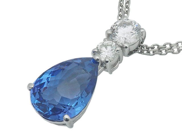 【楽ギフ_のし宛書】 音羽屋■ タンザナイト/4.49ct ダイヤ/0.33ct 0.54ct 0.21ct Pt900/Pt850 ネックレス ソーティング付き 仕上済【中古】 タンザナイト