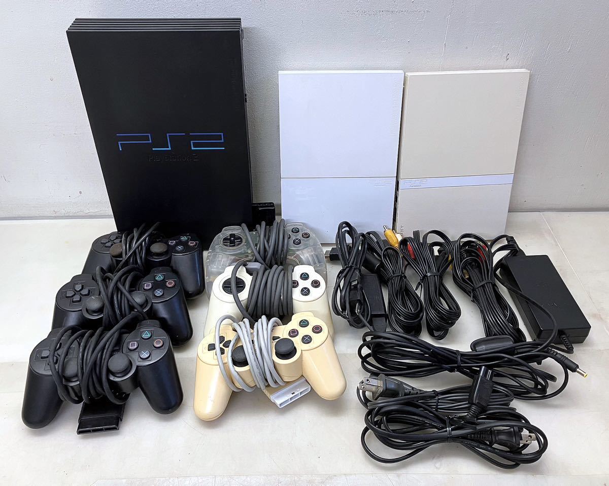 W82310▲ゲーム プレーステーション2 本体 3点セット コントローラー付属 ジャンク PlayStation2/SCPH-50000/SCPH-90000/SCPH-77000_画像1