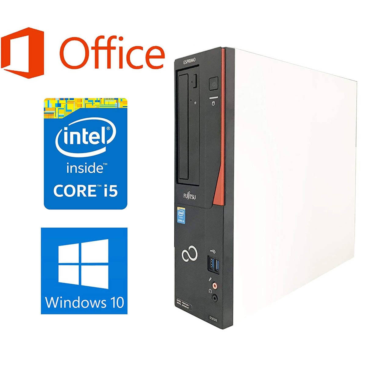 驚速起動 富士通 デスクトップPC D583 中古美品 第四世代Corei5 MSoffice2021 Windows10Pro メモリ4GB SSD128GB DVD-RW USB3.0 F_画像2