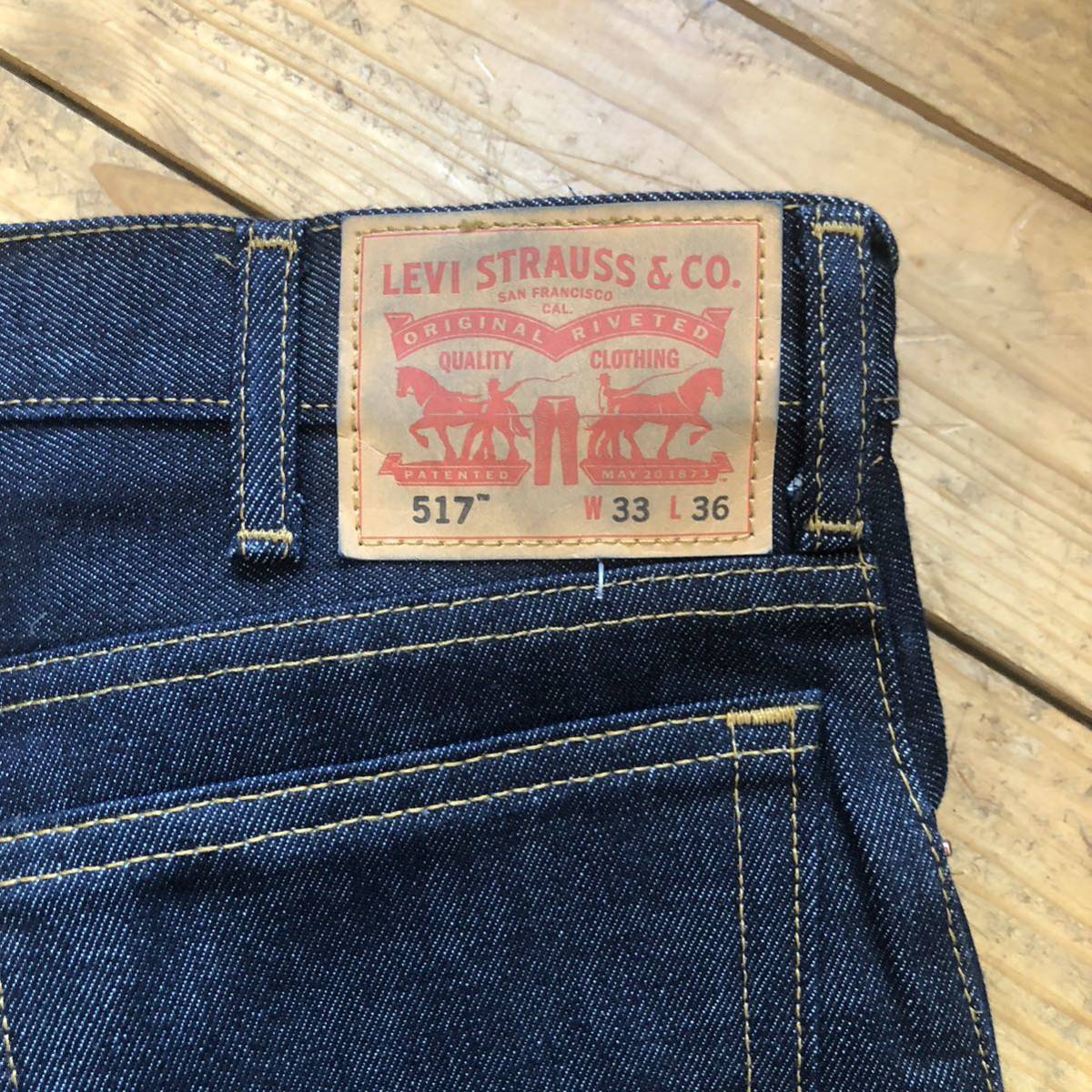 新品 デッドストック Levi‘s リーバイス 517 W31 L36 ジーンズ デニム タグ付き未使用品 ノンウオッシュ アメカジ インディゴ P1093_画像6