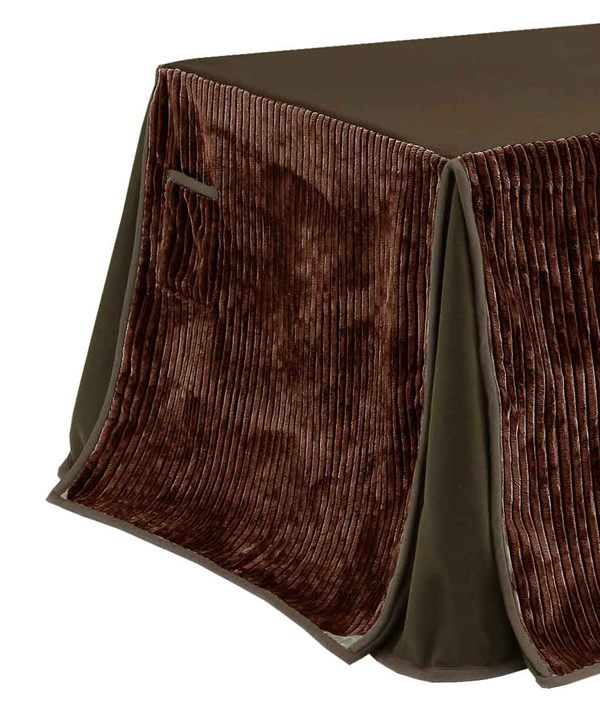 ダイニングこたつ布団 長方形120×80コタツ用 縦縞柄 ダークブラウン色 ストライプ120 ハイタイプ高脚用薄掛け布団