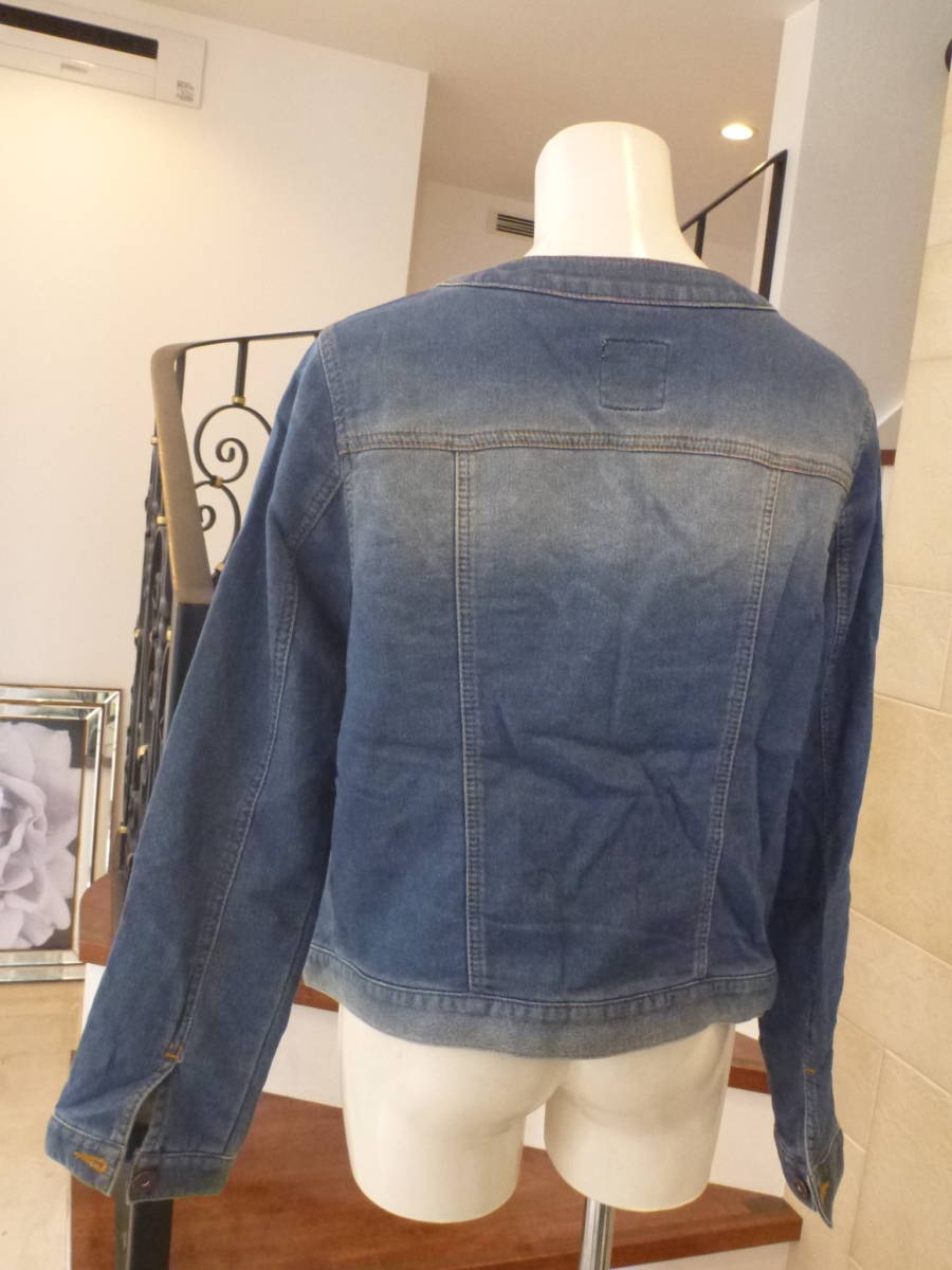 2万 組曲 KUMIKYOKU クミキョク★デニム ノーカラー ジャケット 5 XL相当_画像4