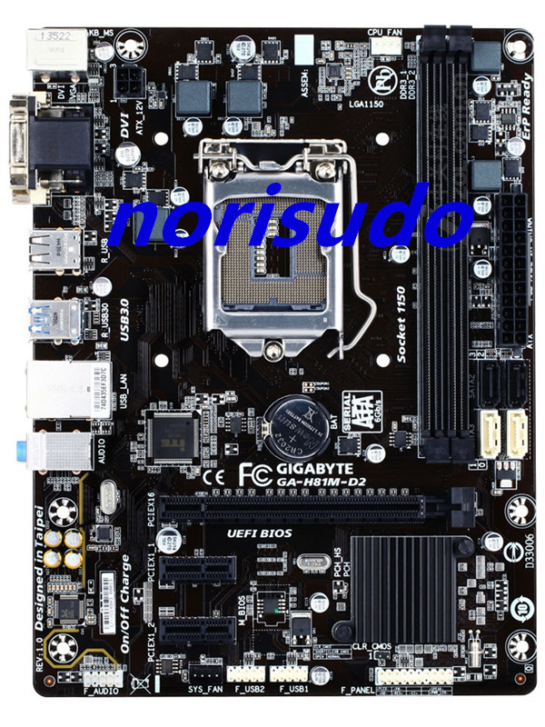 中古 GIGABYTE GA-H81M-D2【 Micro ATX マザーボード 】Intel H81 LGA 1150 第4世代・第5世代 Core i7,Core i5,Core i3 対応