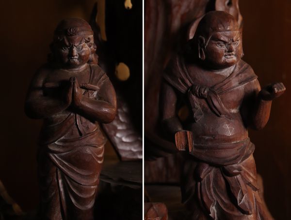 BE328　木彫　不動明王立像　仏教美術　東洋彫刻　魔除け　願掛け　置物　床飾り_画像6