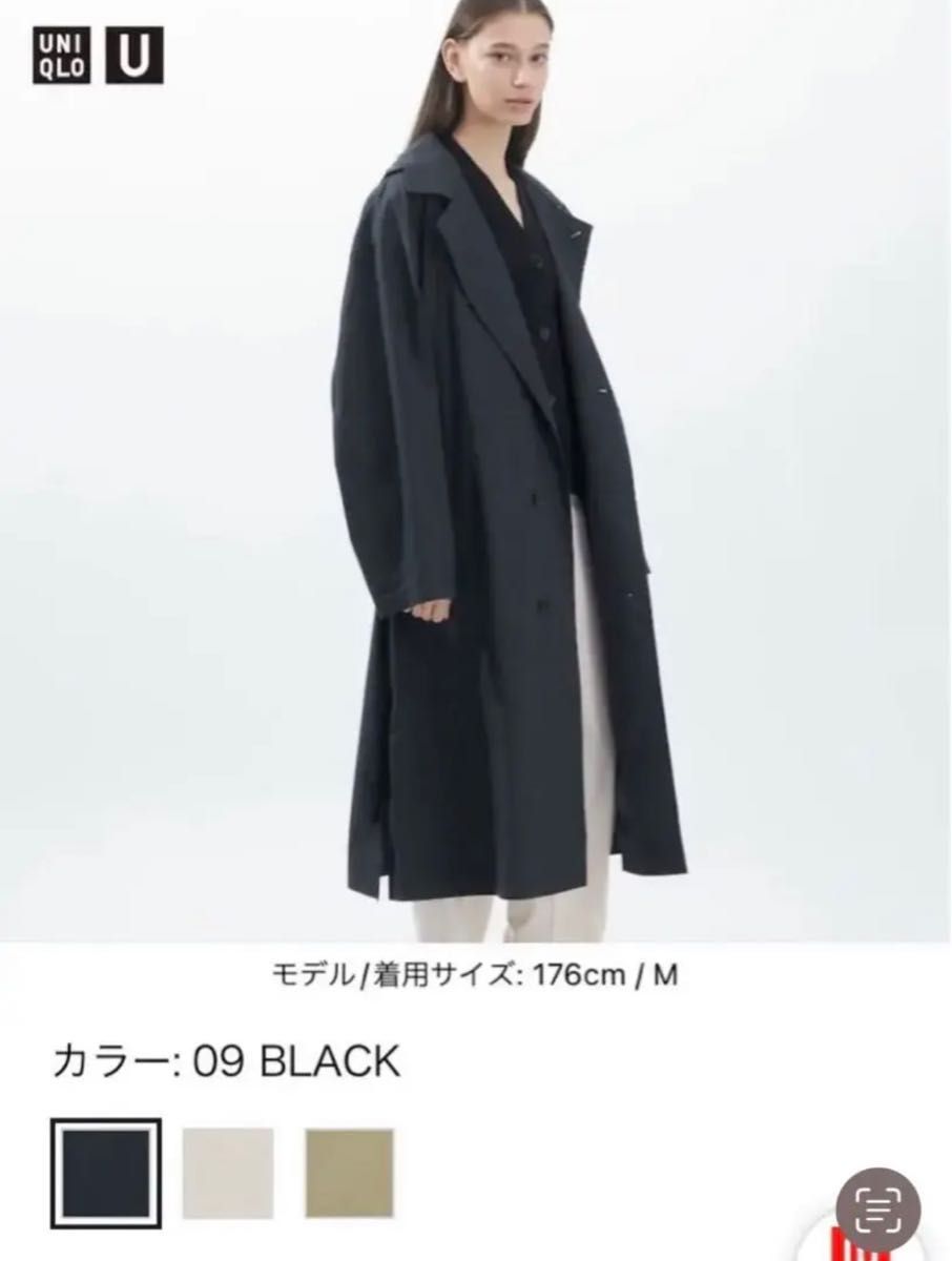 新品 Uniqlo U フーデッドロングコート 黒 L 2023 SS ユニクロ C 新品 Uniqlo U フーデッドロングコート 黒 L 2023 SS ユニクロ C