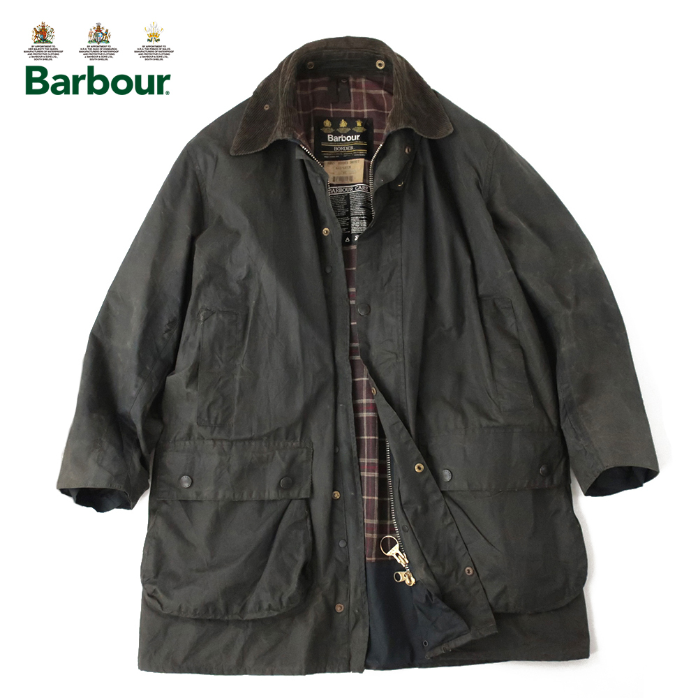 大勧め 旧3ワラント 90sイングランド製 Barbour C42 ネイビー オイルド