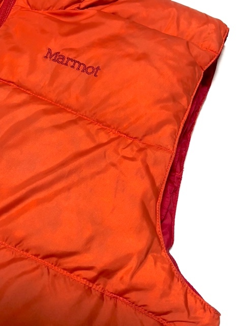  two point and more free shipping!M6 [ super-rare!]Marmot Marmot 90s Goose down nylon down vest men's S orange outer autumn winter 