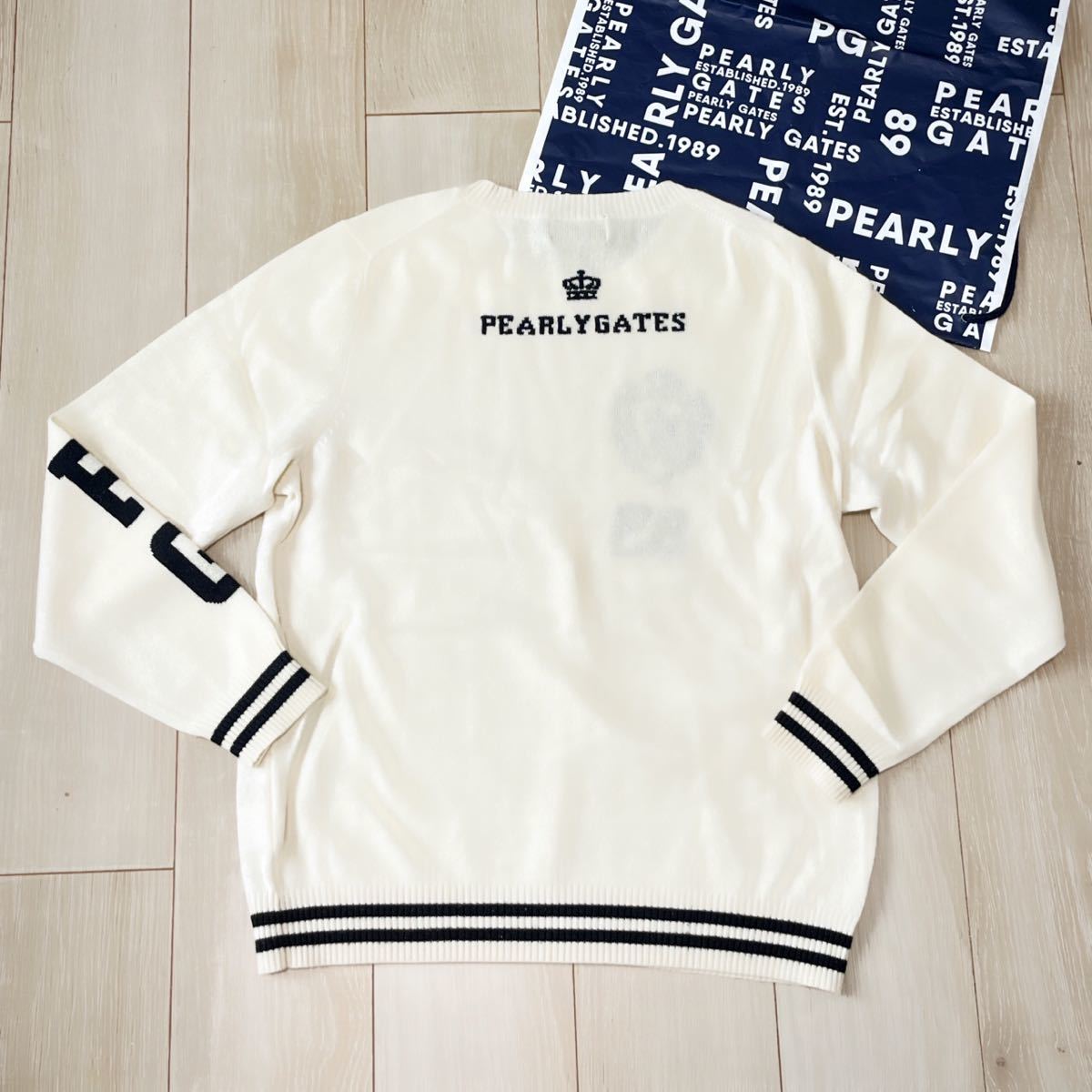 パーリーゲイツ　カシミヤ　セーター　4 メンズ　ニット　ホワイト　PEARLYGATES カシミア　正規品　本物　希少_画像2