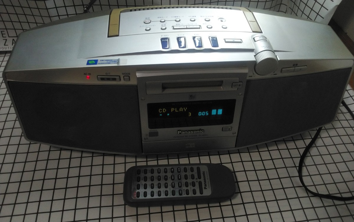 【中古動作確認済み】Panasonic パナソニック CDMDラジオプレイヤー RX-MDX5-A リモコン有り_画像1