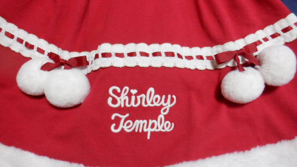 人気商品は シャーリーテンプル ポンポンリボンジャンパースカート アカ 120 りぼん ボアJSK クリスマス ShirleyTemple