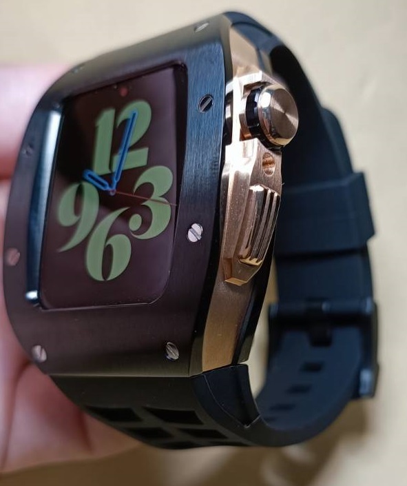 44mm 45mm RM2 RG黒 メタル ラバー カスタム ステンレス apple watch