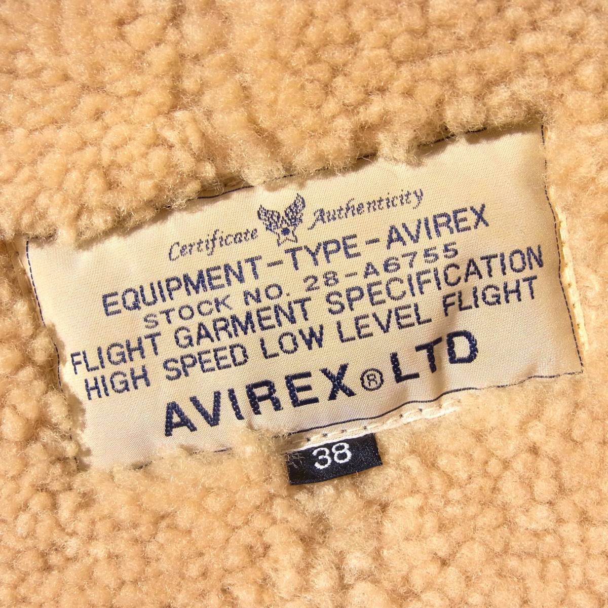 AVIREX【アビレックスB-3フライトジャケット38L程】レアカラーキャメル/⑲_画像4